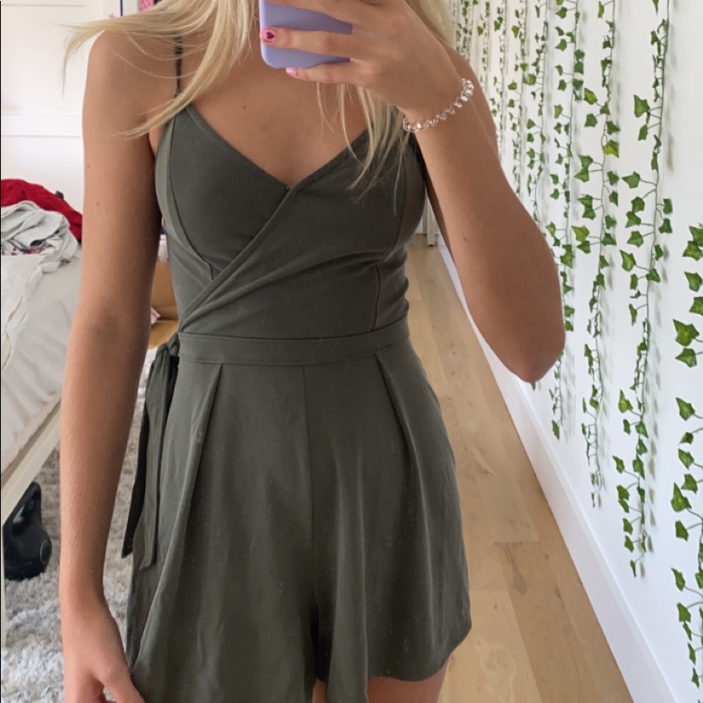 green side tie romper